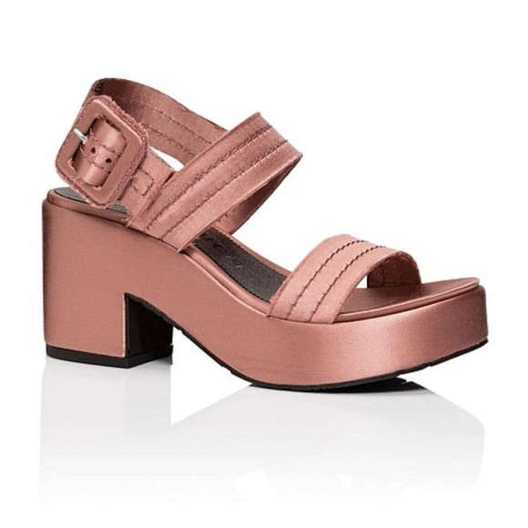 Pedro Garcia Decima Satin Platform Sandals in Metallic Rose, Size US 7/EU 37 - Picture 1 of 14